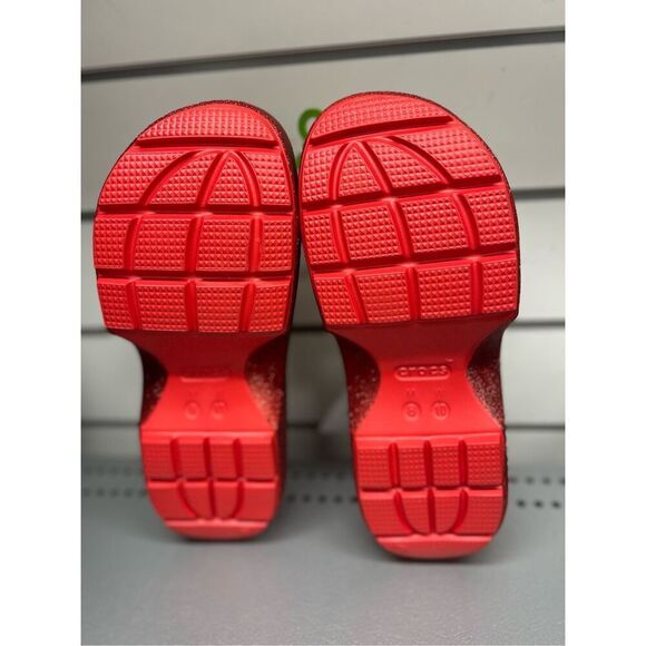 Crocs Women’s Hello Kitty Stomp Slides White Red Shiny Soles Platforms Sz 10 US - Picture 4 of 7